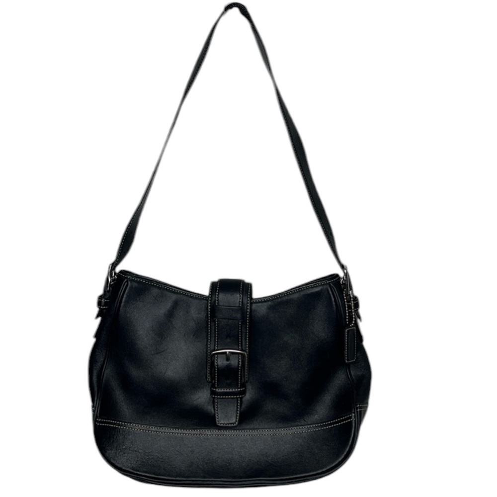 Coach Black Crescent Shoulder Bag with Buckle Closure